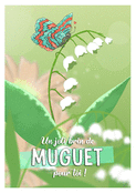 Muguet color&eacute; avec un papillon joyeux